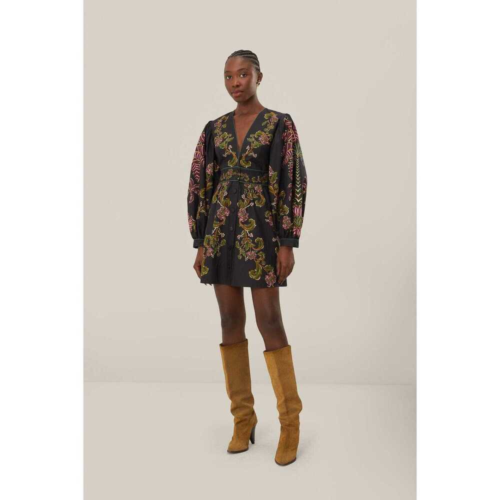 Black Ravenala Puff Sleeve Mini Dress